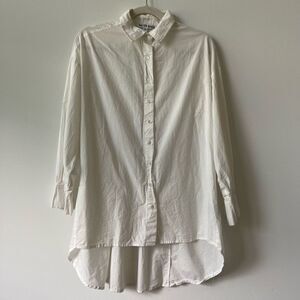 Walter Baker Women's Button-Down Long Sleeve Asymmetrical Hem White Top Size XS